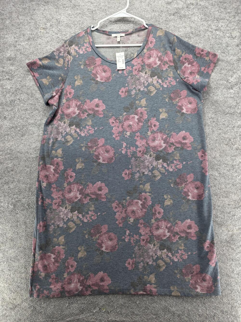 Maurices Dress Womens 1 Blue Floral Short Sleeve T Shirt Casual Jersey Knit